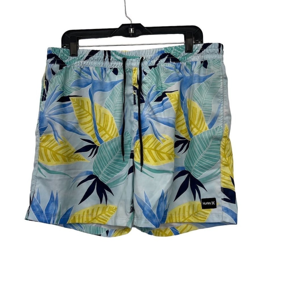 Hurley Boardshorts Mens XL Blue Bird Rock‎ Volley Floral Linerless Quickdry
